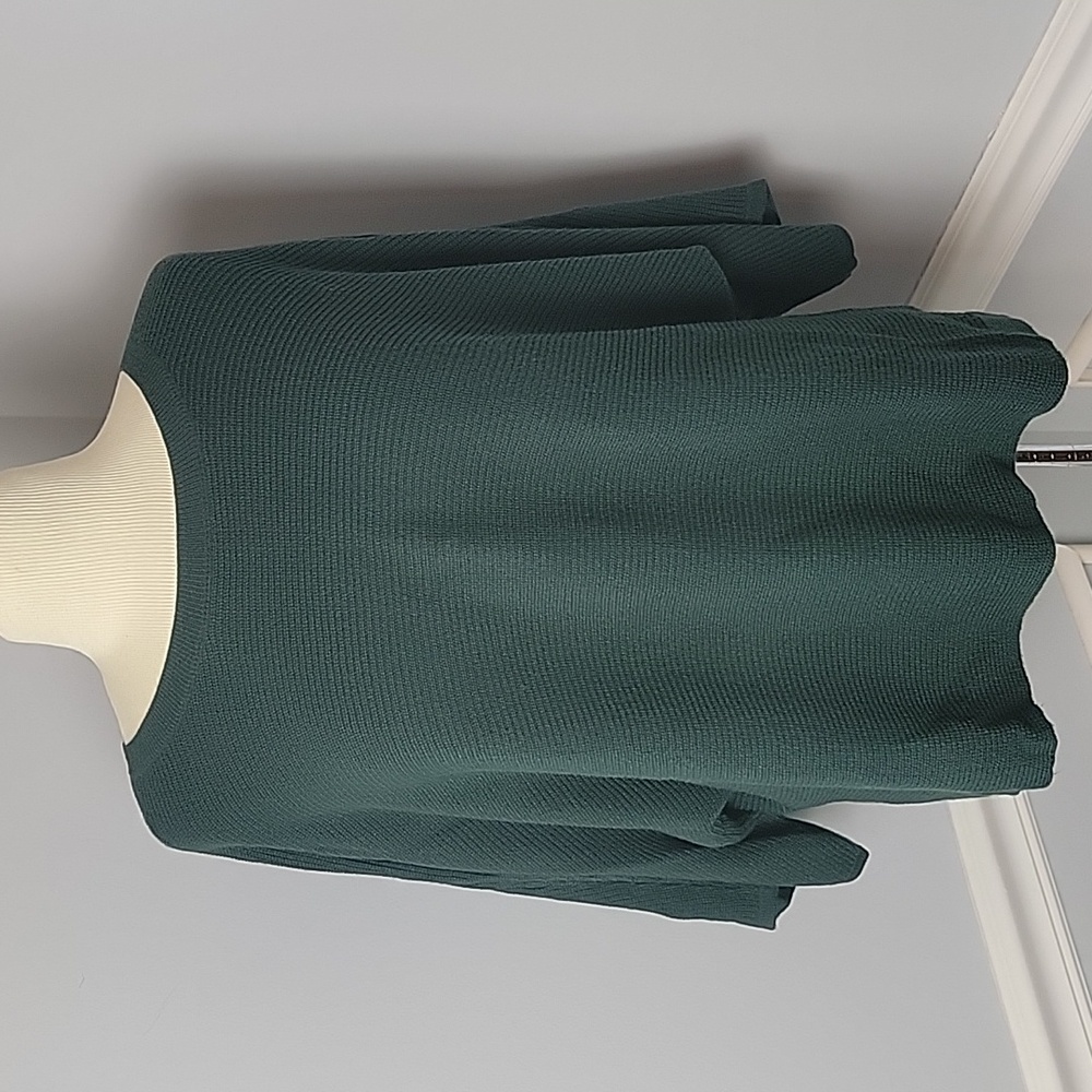 ELLEN TRACY Dark Green‎ 3/4 Dolman Sleeve Knit Boatneck Sweater Size L